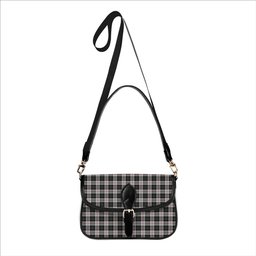 ScotsTee Shop Scottish MacPherson of Cluny Black and White Tartan Women's Chain Crossbody Bag Square Bag