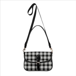 ScotsTee Shop Scottish McFarland Black White Tartan Women's Chain Crossbody Bag Square Bag
