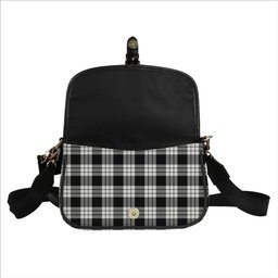 ScotsTee Shop Scottish McFarland Black White Tartan Women's Chain Crossbody Bag Square Bag