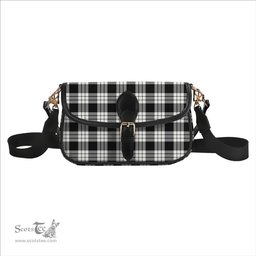 ScotsTee Shop Scottish McFarland Black White Tartan Women's Chain Crossbody Bag Square Bag