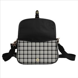ScotsTee Shop Scottish McFarlane Black White Modern Tartan Women's Chain Crossbody Bag Square Bag