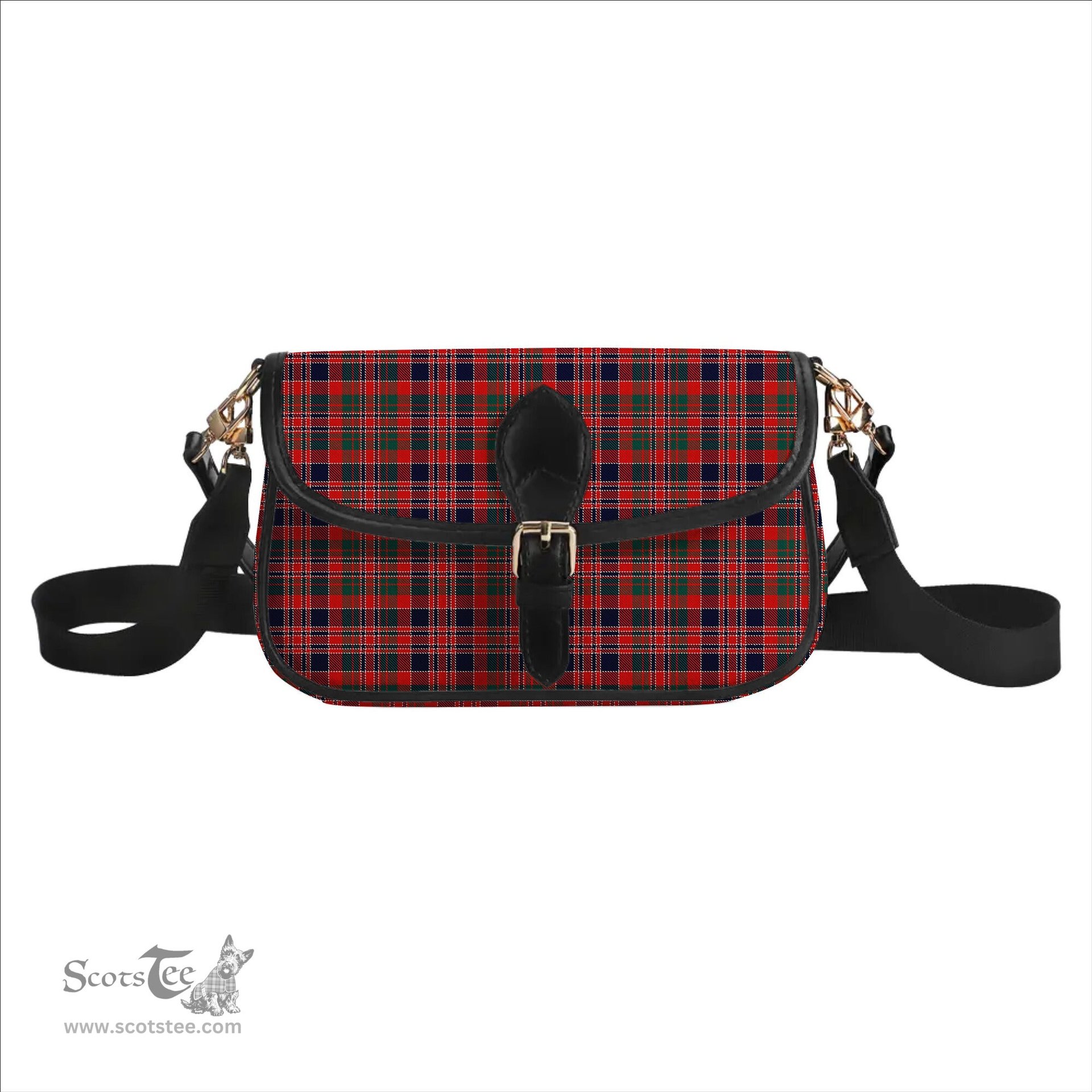 ScotsTee Shop Scottish McDonald of Boisdale Modern Tartan Women's Chain Crossbody Bag Square Bag