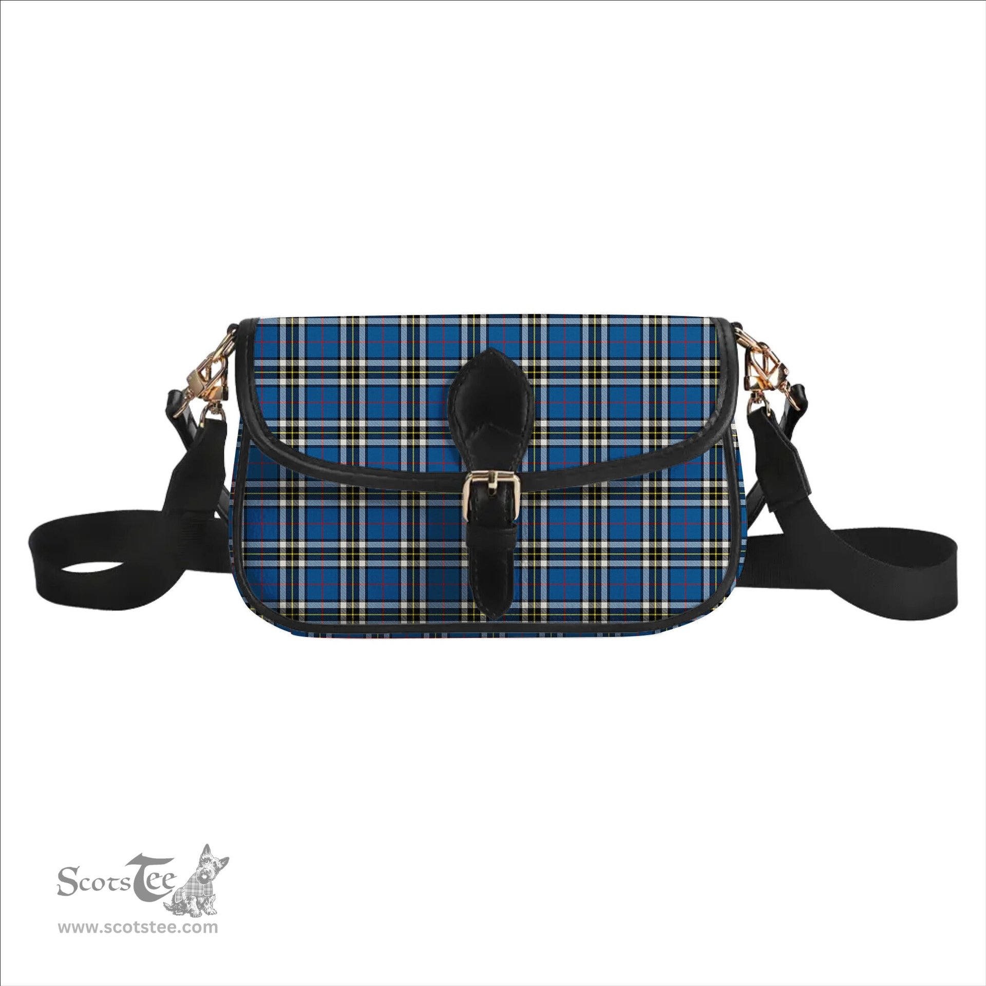 ScotsTee Shop Scottish McThomas Blue Modern Tartan Women's Chain Crossbody Bag Square Bag