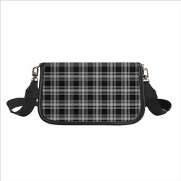 ScotsTee Shop Scottish Menzies Black and White Tartan Women's Chain Crossbody Bag Square Bag