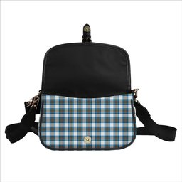 ScotsTee Shop Scottish Stewart Muted Blue Tartan Women's Chain Crossbody Bag Square Bag