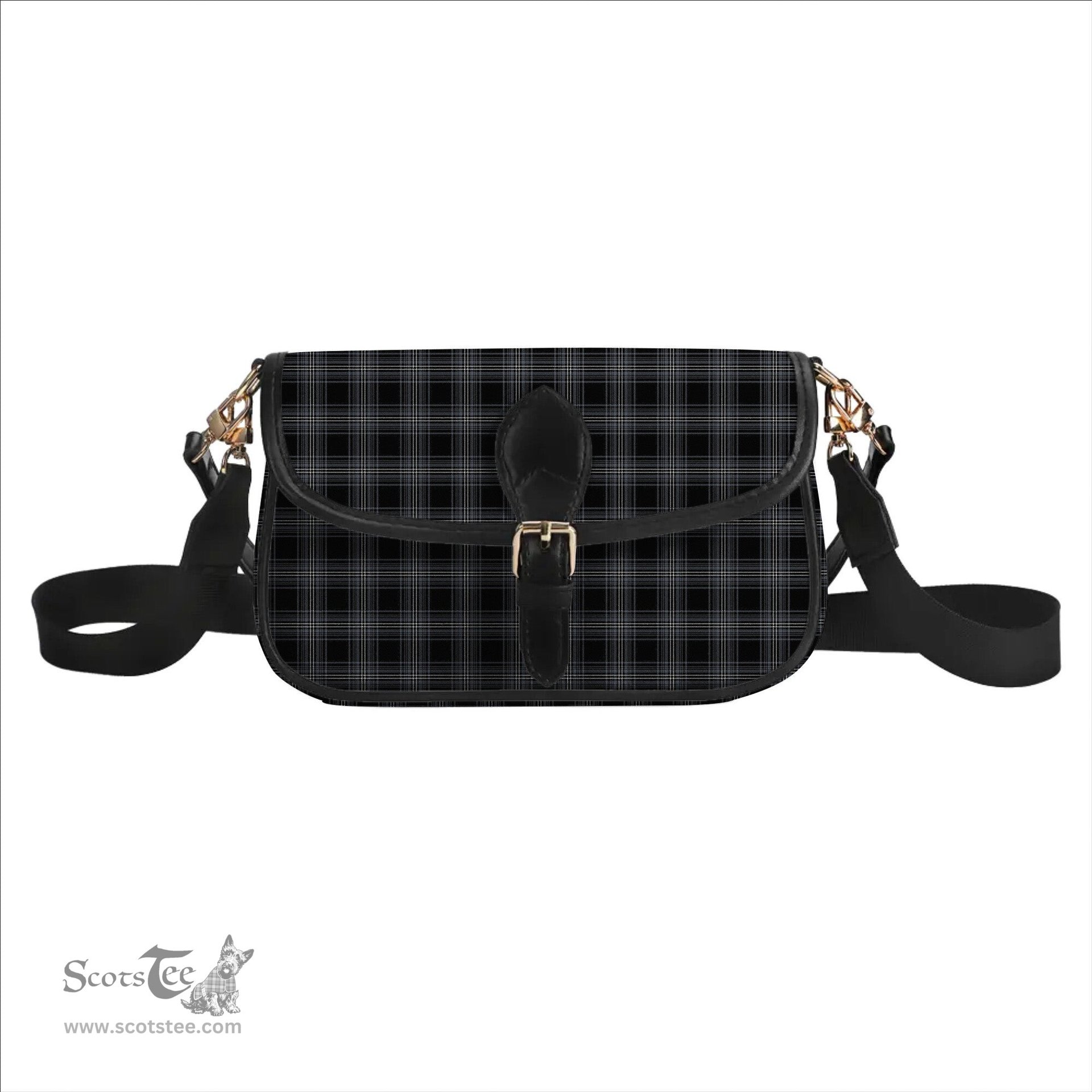ScotsTee Shop Scottish Stewart Mourning Originaux Ancient Clan Tartan Women's Chain Crossbody Bag Square Bag