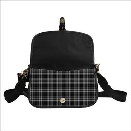 ScotsTee Shop Scottish Stewart Black and White Tartan Women's Chain Crossbody Bag Square Bag