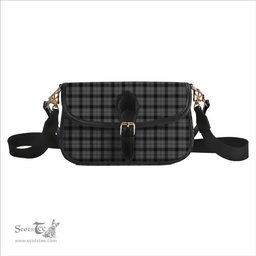 ScotsTee Shop Scottish Scott Black and White Tartan Women's Chain Crossbody Bag Square Bag