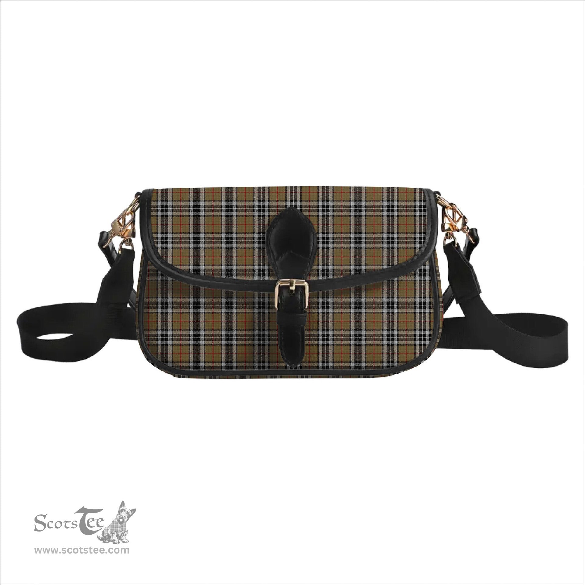 ScotsTee Shop Scottish Thompson Society Camel Tartan Women's Chain Crossbody Bag Square Bag