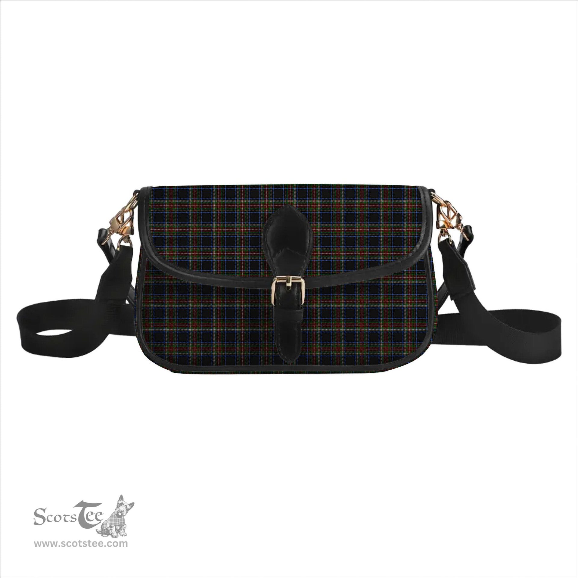 ScotsTee Shop Scottish Stewart Black 2 Tartan Women's Chain Crossbody Bag Square Bag
