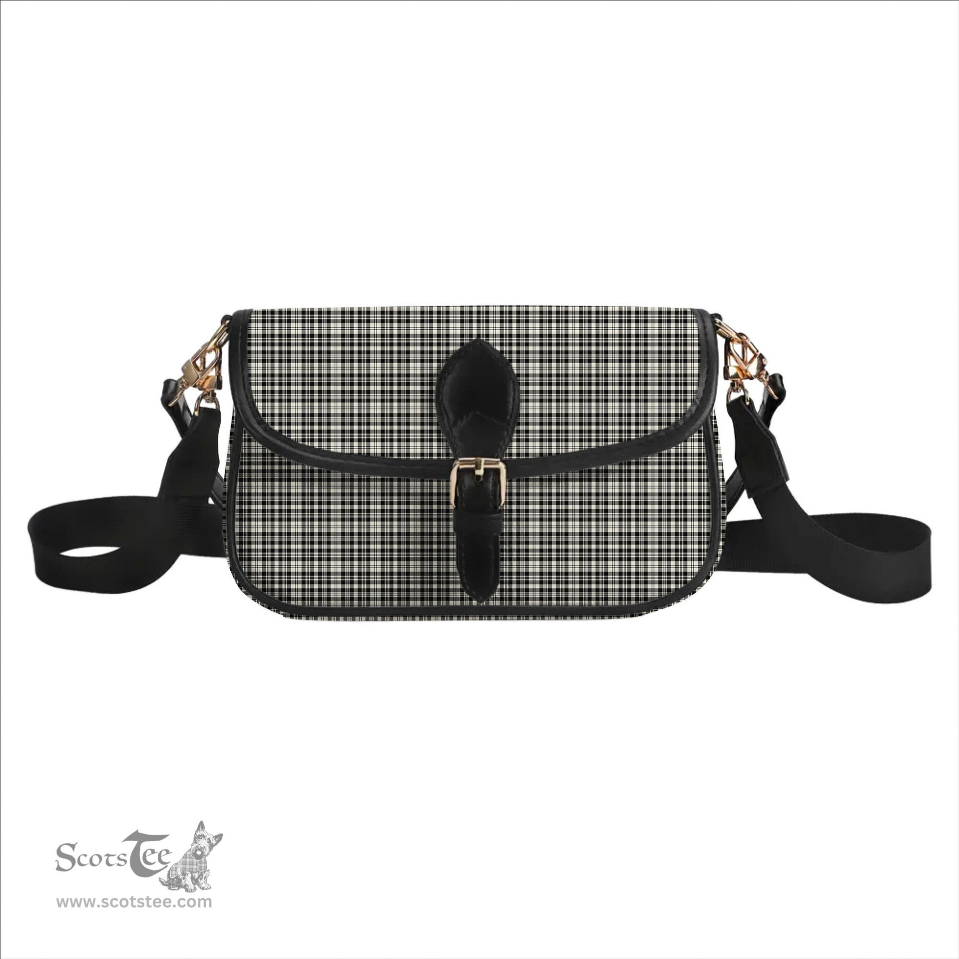 ScotsTee Shop Scottish Scott Black and White Ancient Tartan Women's Chain Crossbody Bag Square Bag