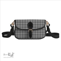 ScotsTee Shop Scottish Scott Black and White Modern Tartan Women's Chain Crossbody Bag Square Bag