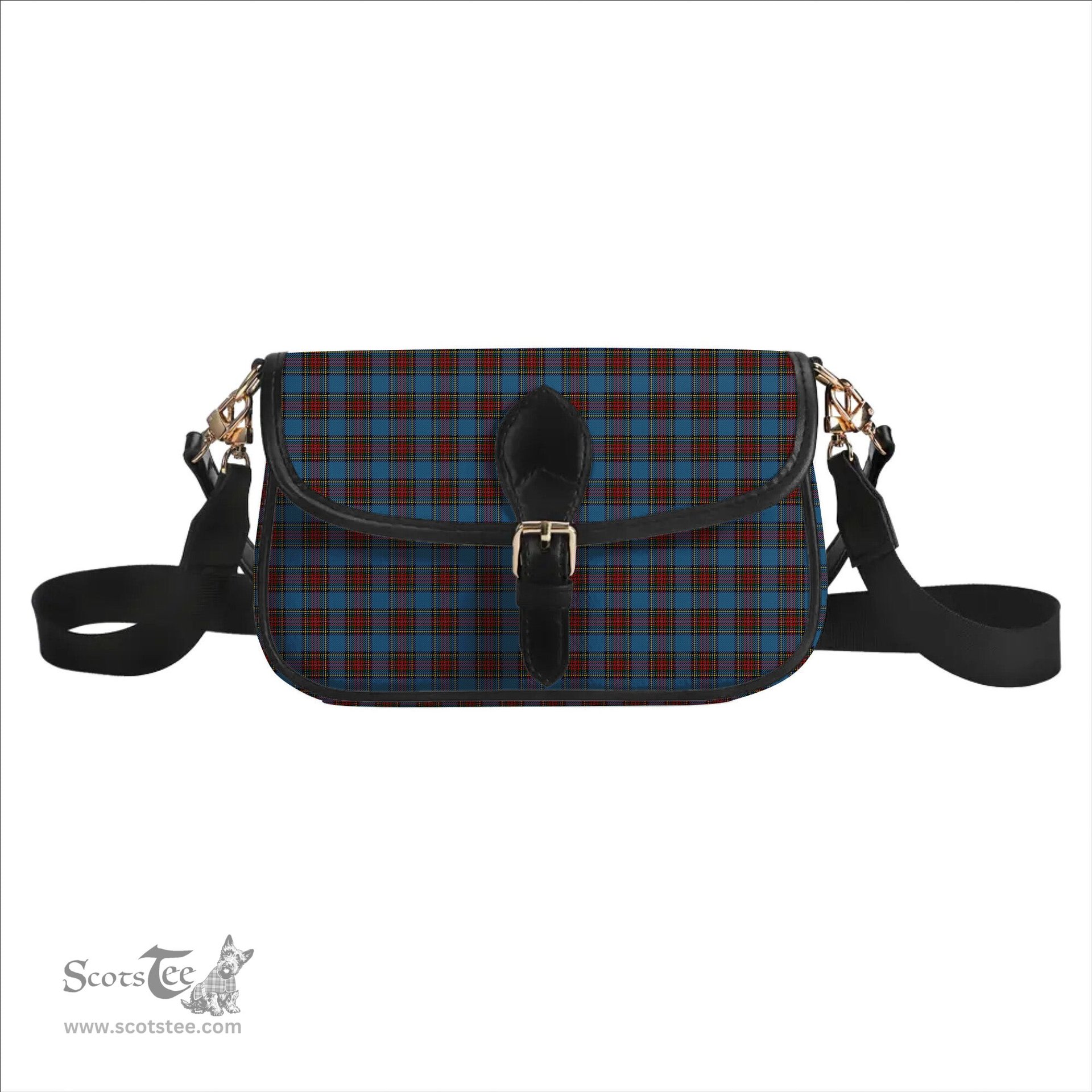 ScotsTee Shop Scottish Stewart Royal Blue Tartan Women's Chain Crossbody Bag Square Bag