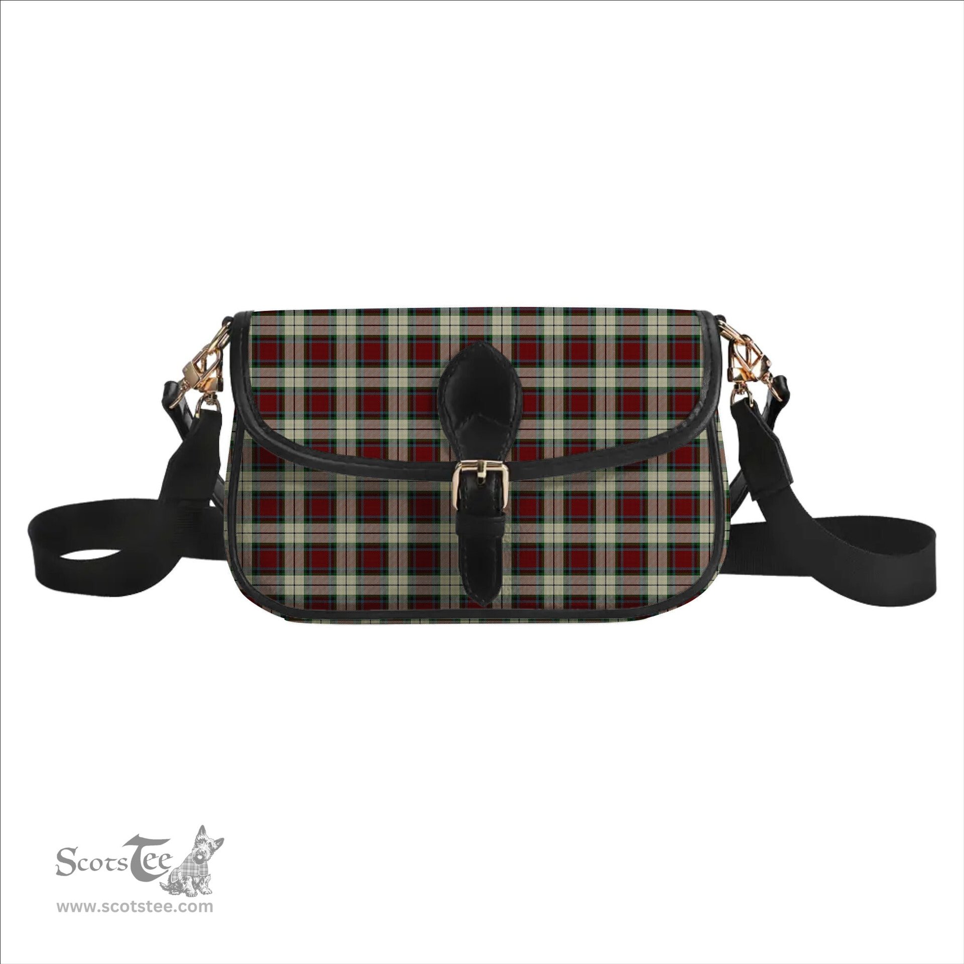 ScotsTee Shop Scottish Rose White Dress Tartan Women's Chain Crossbody Bag Square Bag