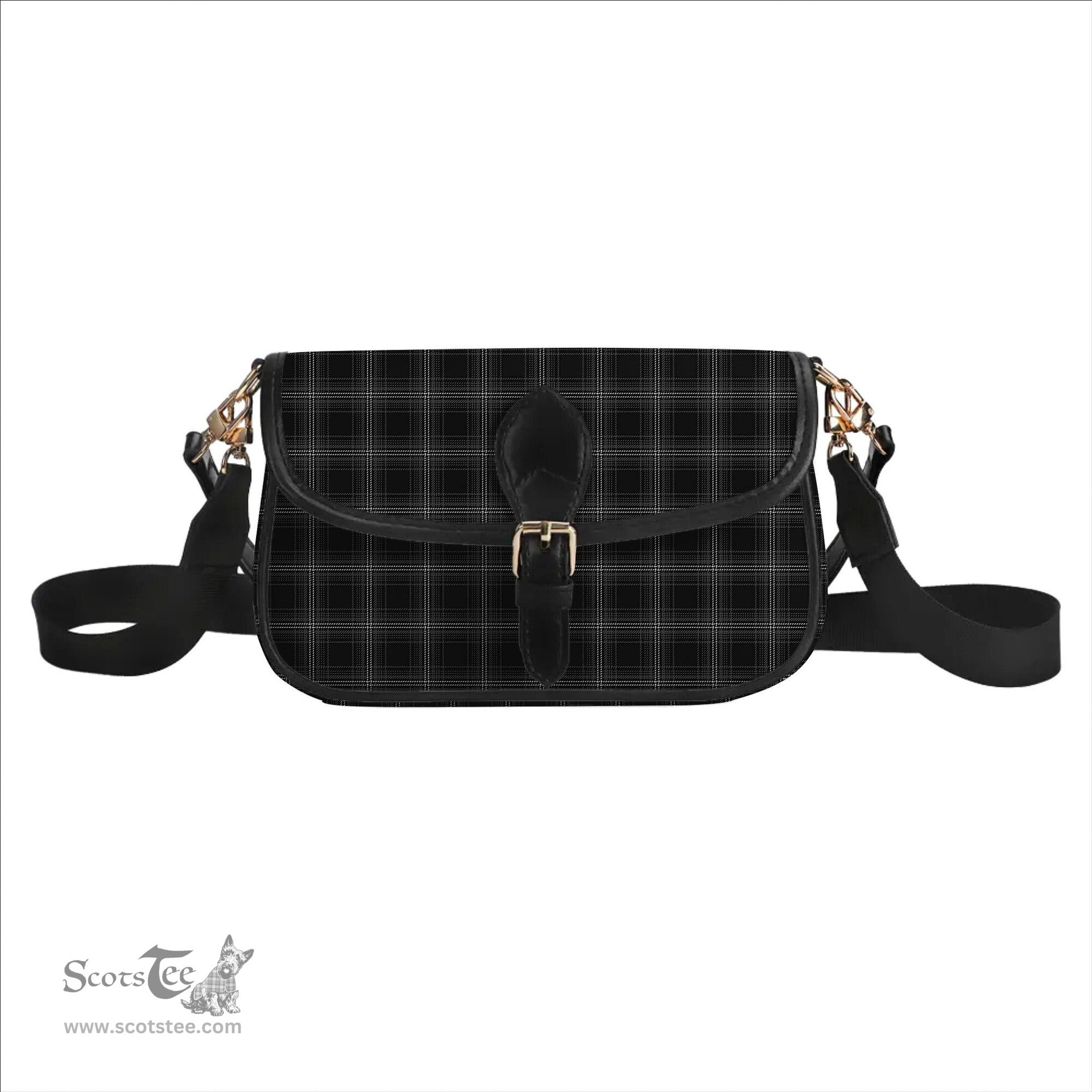 ScotsTee Shop Scottish Stewart Mourning 1880 Tartan Women's Chain Crossbody Bag Square Bag