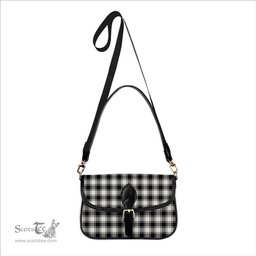 ScotsTee Shop Scottish McFie Black & White Modern Tartan Women's Chain Crossbody Bag Square Bag