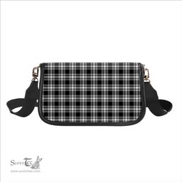 ScotsTee Shop Scottish Menzies Black & White Modern Tartan Women's Chain Crossbody Bag Square Bag