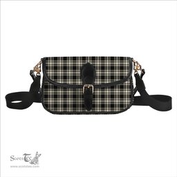 ScotsTee Shop Scottish Menzies Black & White Ancient Tartan Women's Chain Crossbody Bag Square Bag