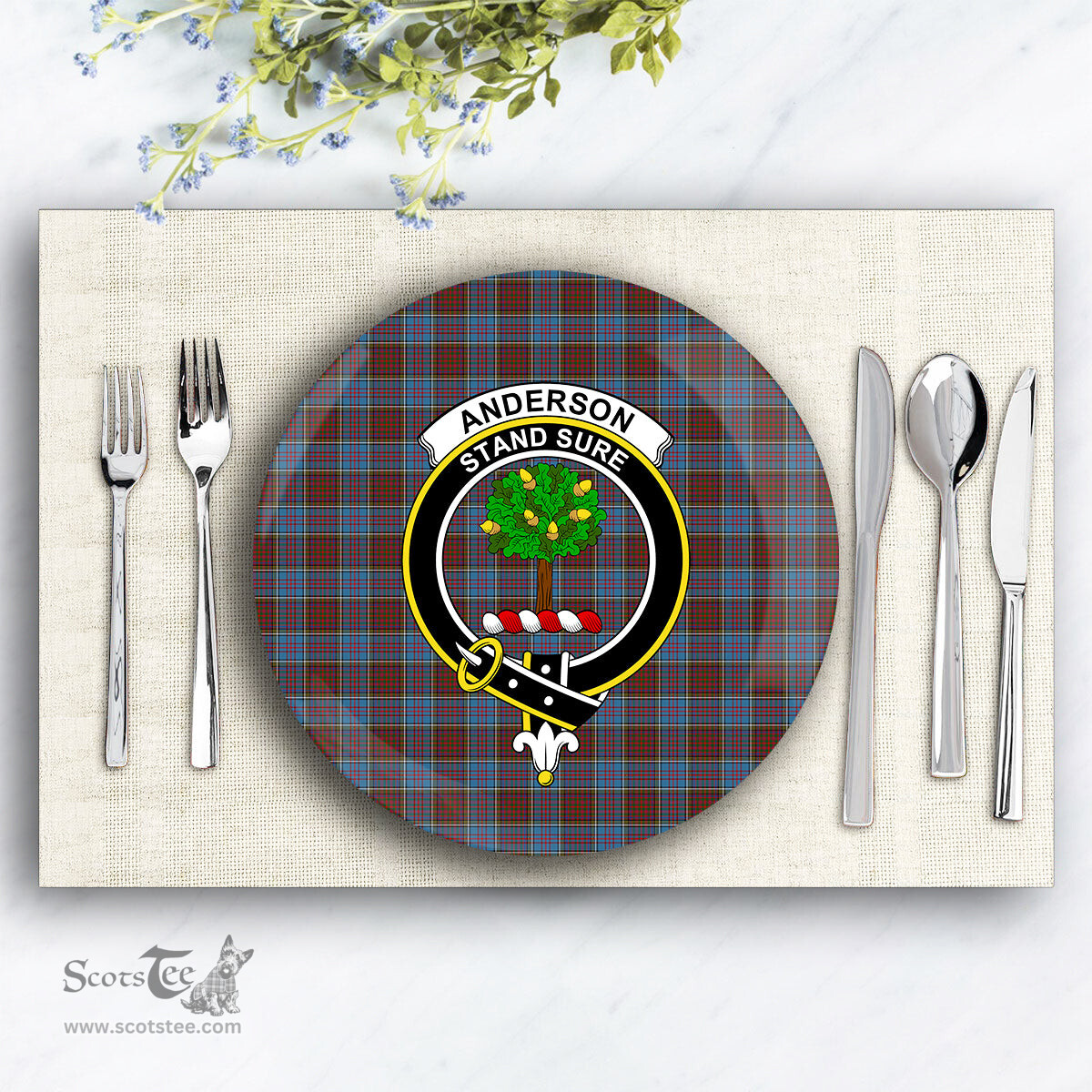 ScotsTee Shop Scottish Anderson Highland Society of London Crest Tartan Ceramic Plate