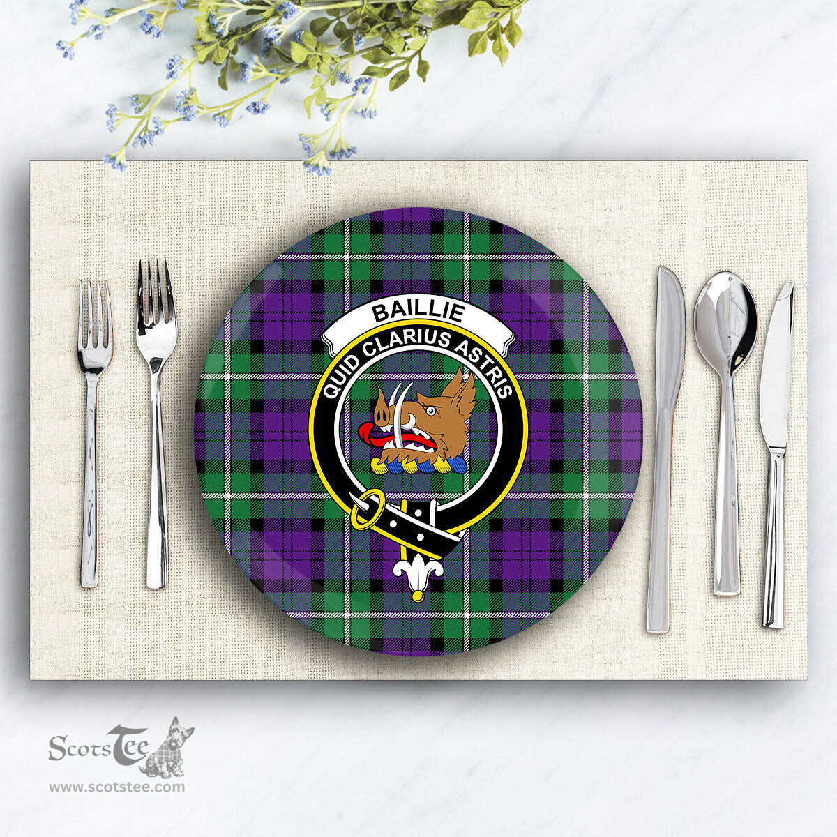 ScotsTee Shop Scottish Baillie Highland Society Ancient Crest Tartan Ceramic Plate