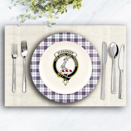 ScotsTee Shop Scottish Alexander of Menstry Dress Ancient Crest Tartan Ceramic Plate