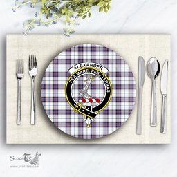ScotsTee Shop Scottish Alexander of Menstry Dress Ancient Crest Tartan Ceramic Plate