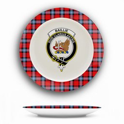 ScotsTee Shop Scottish Baillie of Polkemmet Red Modern Crest Tartan Ceramic Plate