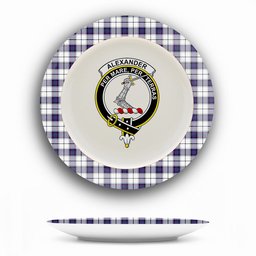 ScotsTee Shop Scottish Alexander of Menstry Dress Modern Crest Tartan Ceramic Plate
