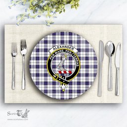 ScotsTee Shop Scottish Alexander of Menstry Dress Modern Crest Tartan Ceramic Plate