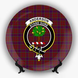 ScotsTee Shop Scottish Anderson of Kinnedear Red Crest Tartan Ceramic Plate