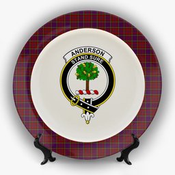ScotsTee Shop Scottish Anderson of Kinnedear Red Crest Tartan Ceramic Plate