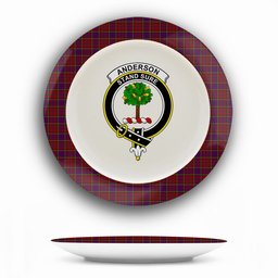 ScotsTee Shop Scottish Anderson of Kinnedear Red Crest Tartan Ceramic Plate