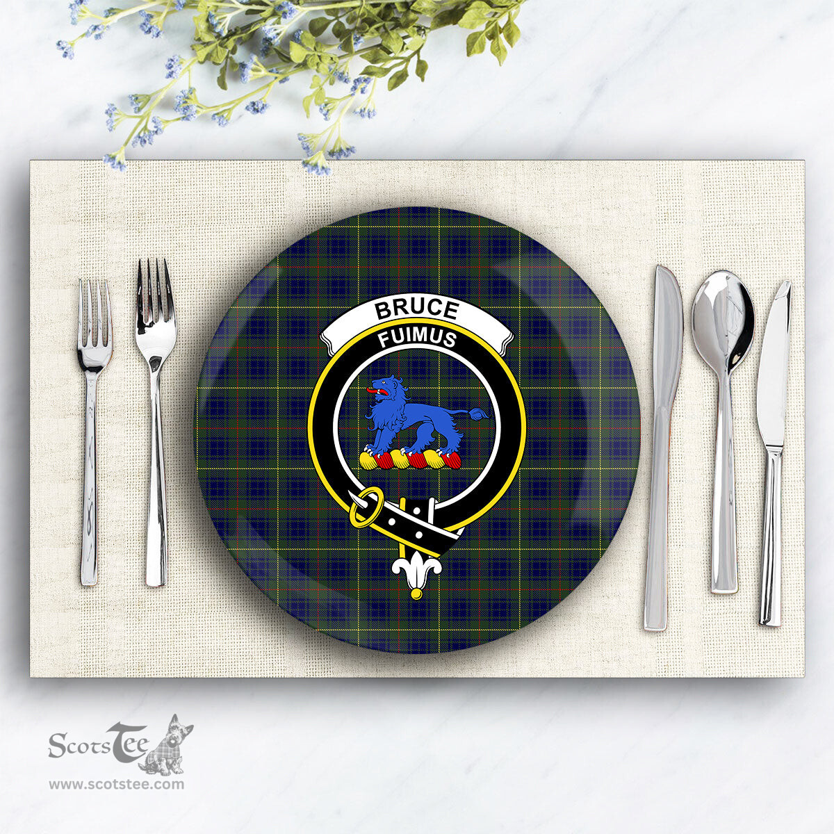 ScotsTee Shop Scottish Bruce of Crionaich Crest Tartan Ceramic Plate