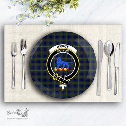 ScotsTee Shop Scottish Bruce of Crionaich Crest Tartan Ceramic Plate