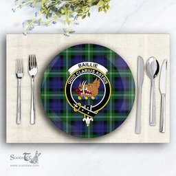 ScotsTee Shop Scottish Baillie of Polkemmet Crest Tartan Ceramic Plate