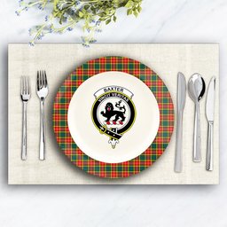 ScotsTee Shop Scottish Baxter of Balgavies Modern Crest Tartan Ceramic Plate