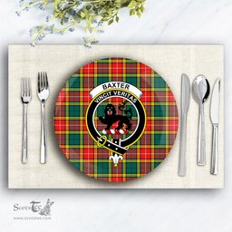 ScotsTee Shop Scottish Baxter of Balgavies Modern Crest Tartan Ceramic Plate