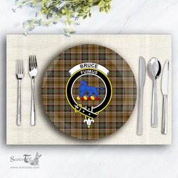 ScotsTee Shop Scottish Bruce of Kinnaird (Vivienne Westwood Design) Crest Tartan Ceramic Plate