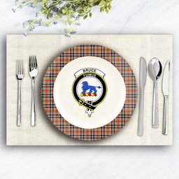 ScotsTee Shop Scottish Bruce of Kinnaird Ancient Crest Tartan Ceramic Plate