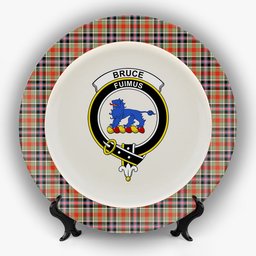 ScotsTee Shop Scottish Bruce of Kinnaird Ancient Crest Tartan Ceramic Plate