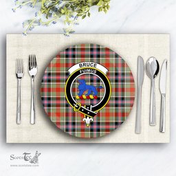 ScotsTee Shop Scottish Bruce of Kinnaird Ancient Crest Tartan Ceramic Plate