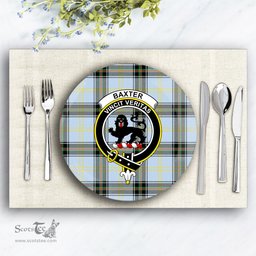 ScotsTee Shop Scottish Baxter of Balgavies Ancient Crest Tartan Ceramic Plate