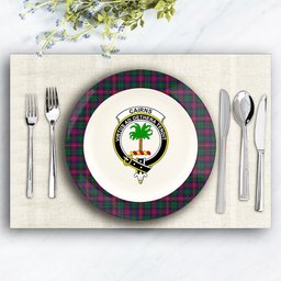 ScotsTee Shop Scottish Cairns of Finavon Crest Tartan Ceramic Plate