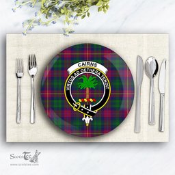 ScotsTee Shop Scottish Cairns of Finavon Crest Tartan Ceramic Plate