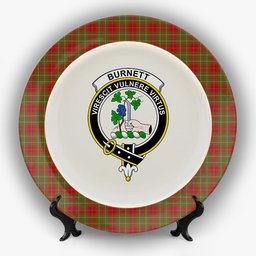 ScotsTee Shop Scottish Burnett of Powis Modern 2 Crest Tartan Ceramic Plate