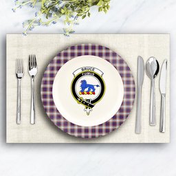 ScotsTee Shop Scottish Bruce of Kinnaird Dress (Dance) Crest Tartan Ceramic Plate