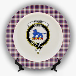 ScotsTee Shop Scottish Bruce of Kinnaird Dress (Dance) Crest Tartan Ceramic Plate