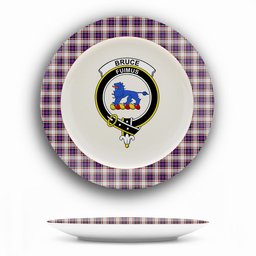 ScotsTee Shop Scottish Bruce of Kinnaird Dress (Dance) Crest Tartan Ceramic Plate
