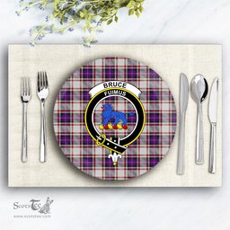 ScotsTee Shop Scottish Bruce of Kinnaird Dress (Dance) Crest Tartan Ceramic Plate