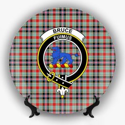 ScotsTee Shop Scottish Bruce of Kinnaird Modern Crest Tartan Ceramic Plate
